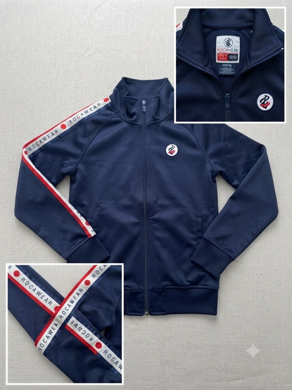 Rocawear kids Navy Zip-Up Track Jacket with Red & White Stripe